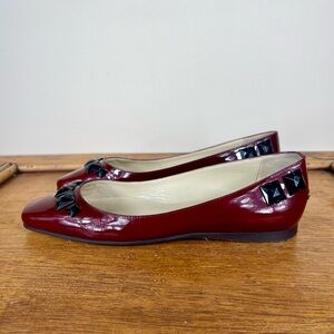 Jimmy Choo Watson Patent Leather Bordeaux Ballet Jeweled Flats Size 39 EU 9 US